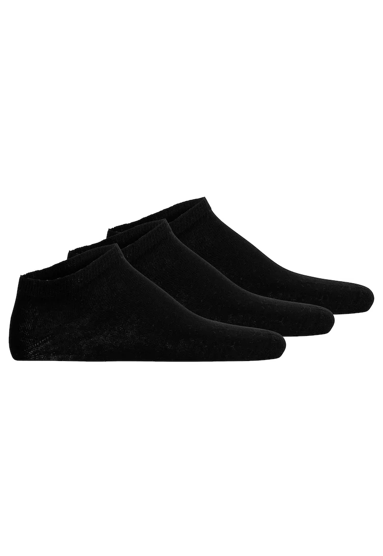 Set de sosete unisex pana la glezna cu model uni - 3 perechi, Negru