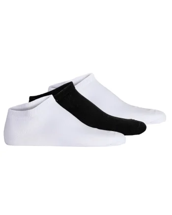 Set de sosete unisex pana la glezna cu model uni - 3 perechi, Alb/Negru