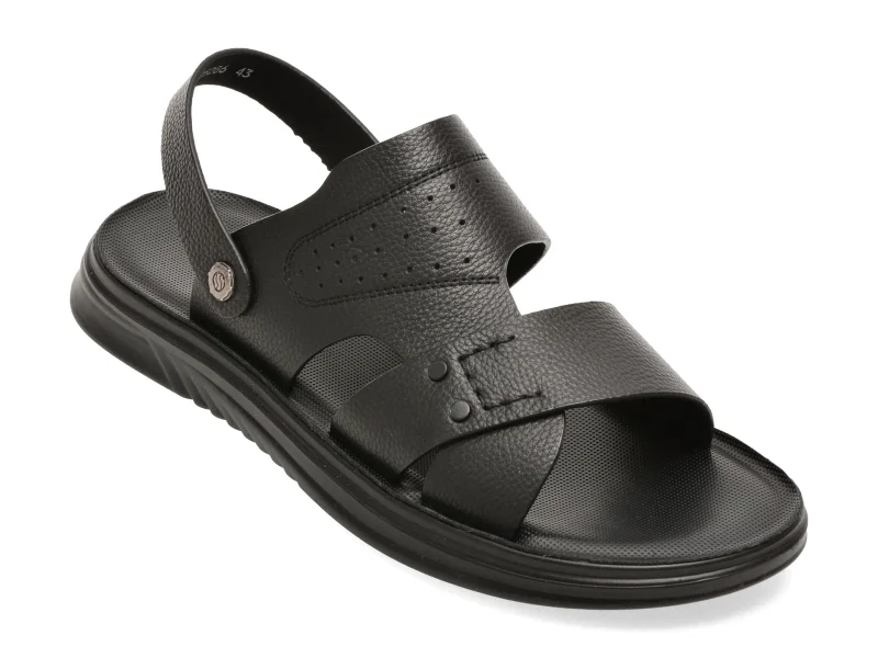 Sandale OTTER negre, 25286, din piele naturala