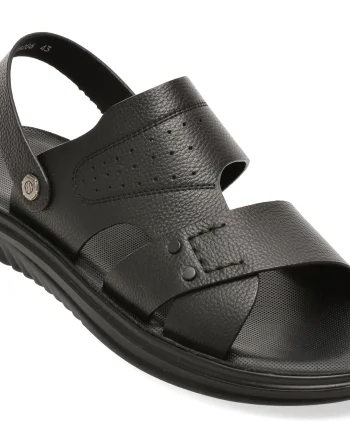 Sandale OTTER negre, 25286, din piele naturala