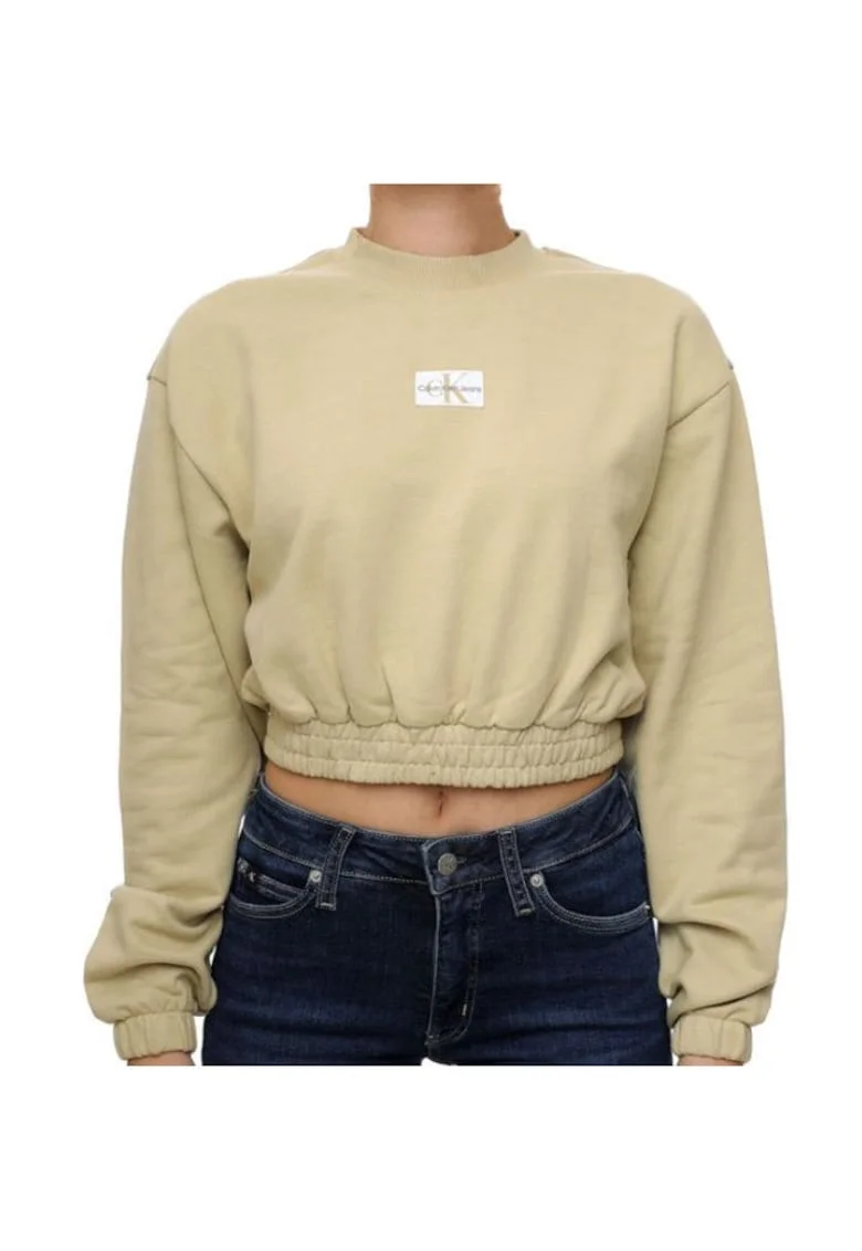 Bluzon crop cu maneci cazute, Bej