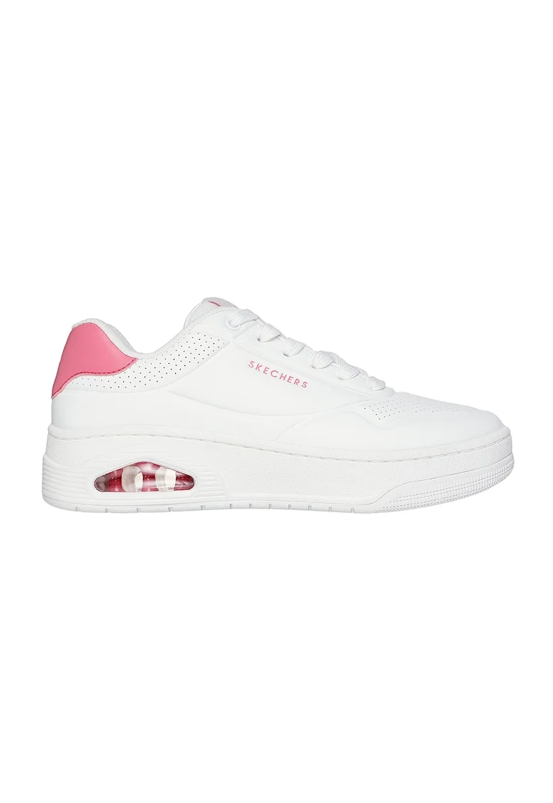 Pantofi sport din piele ecologica Uno Court, Alb optic/Roz