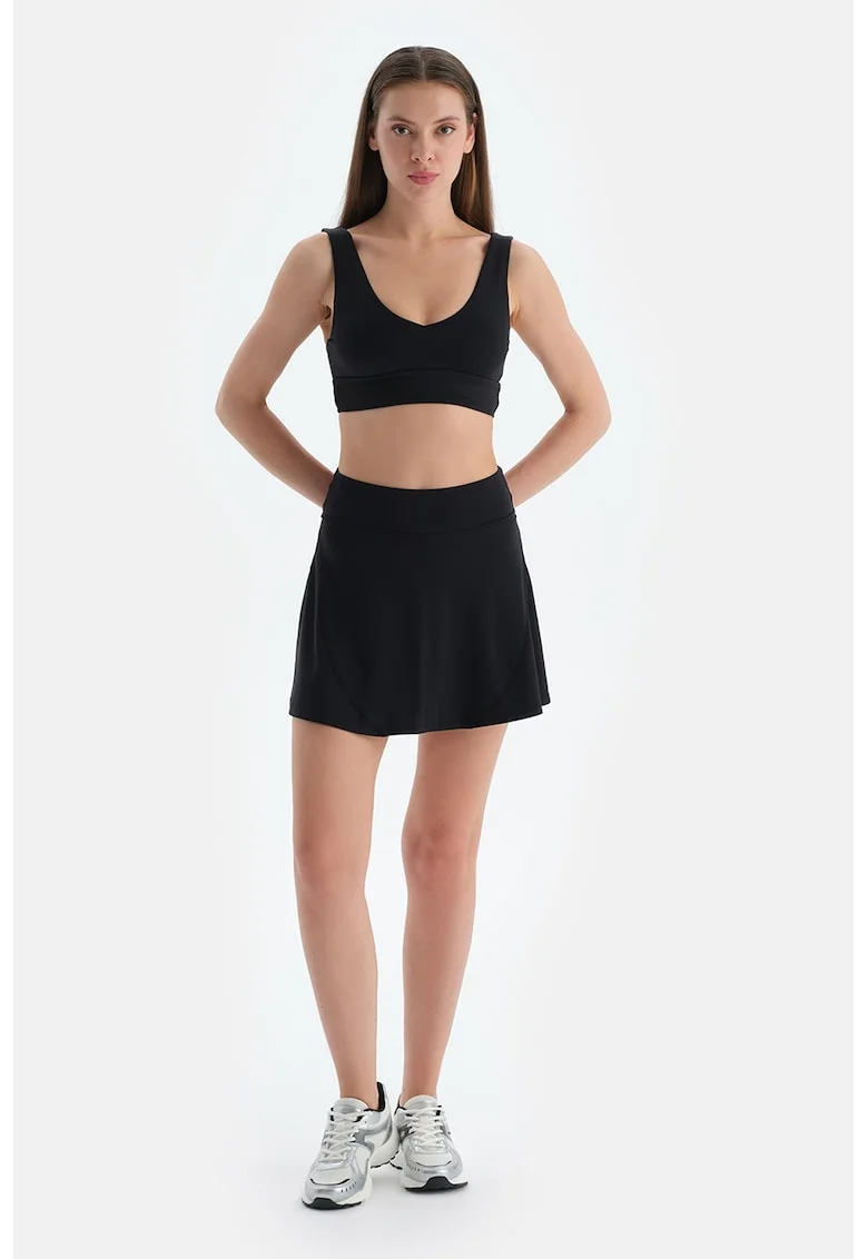 Fusta-pantalon scurta cu talie medie, Negru