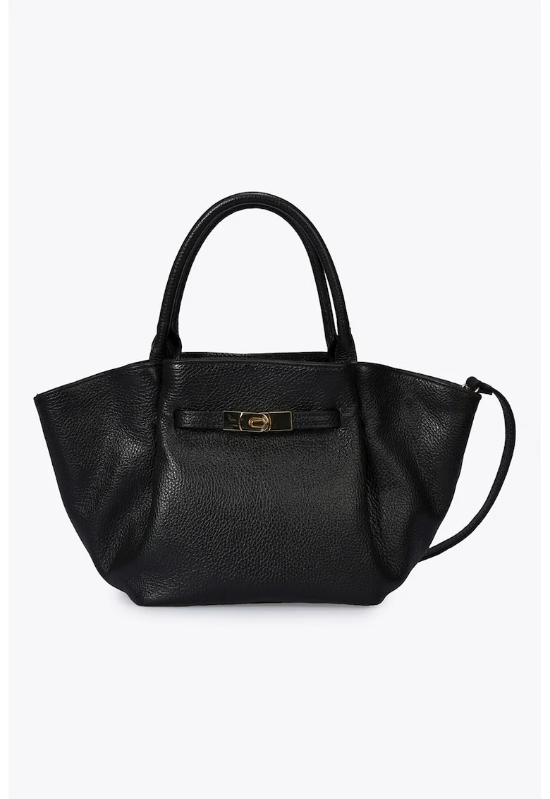 Geanta shopper din piele, Negru