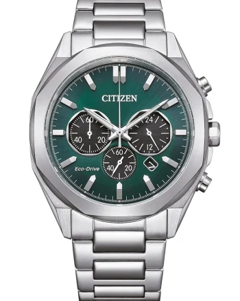 Ceas cronograf din otel inoxidabil Eco-Drive, Argintiu