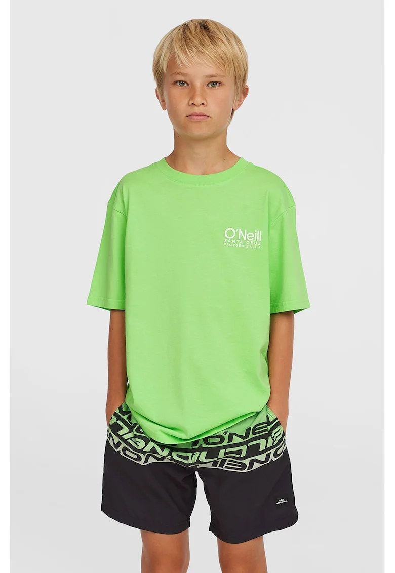 Pantaloni scurti de baie cu imprimeu logo, Verde/Negru stins/Alb optic