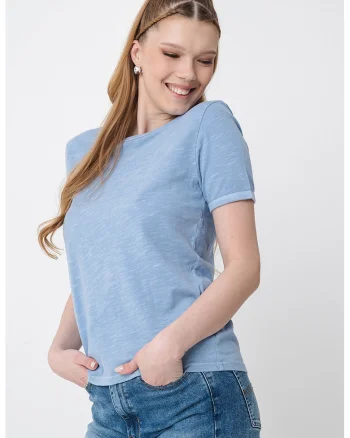 Tricou din bumbac cu logo, Albastru prafuit