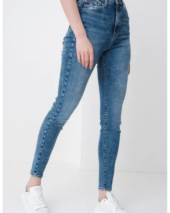 Blugi skinny cu talie inalta, Albastru deschis