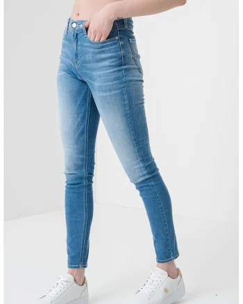 Blugi skinny cu talie medie, Albastru deschis