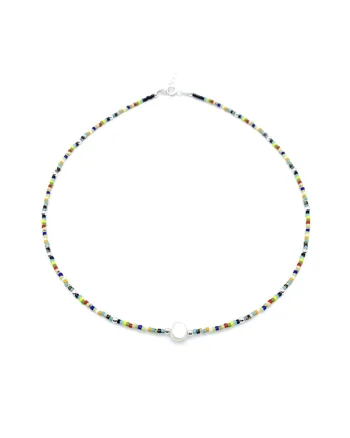 Colier cu Perla naturala, elemente din Argint 925 si margele Miyuki, Multicolor