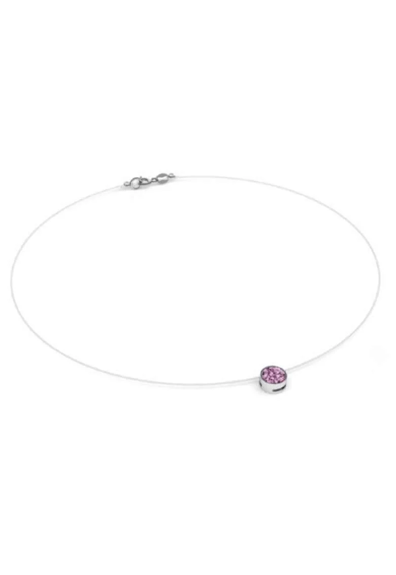 Colier fir transparent cu Cristal Swarovski in Caseta din Argint 925, reglabil, Mov
