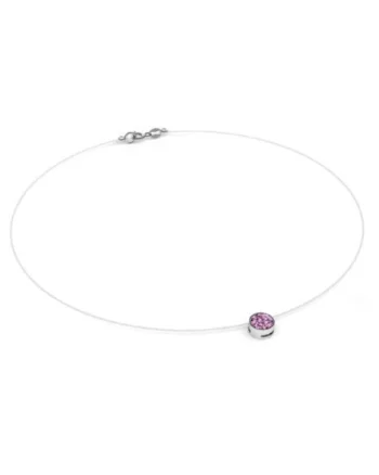 Colier fir transparent cu Cristal Swarovski in Caseta din Argint 925, reglabil, Mov