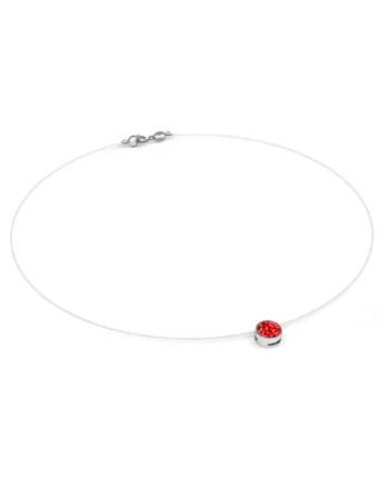 Colier fir transparent cu Cristal Swarovski in Caseta din Argint 925, reglabil, Rosu