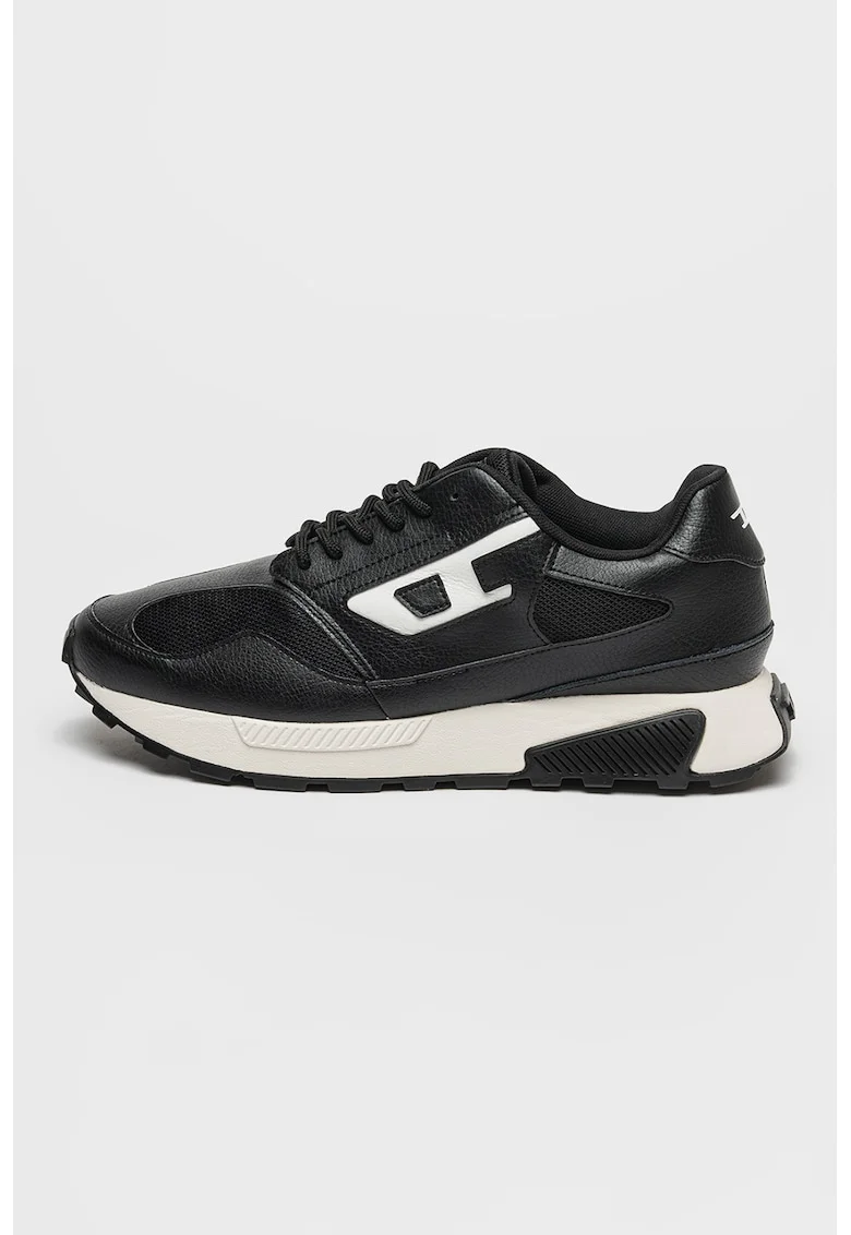 Pantofi sport cu insertii din plasa S-Tame, Negru/Alb murdar