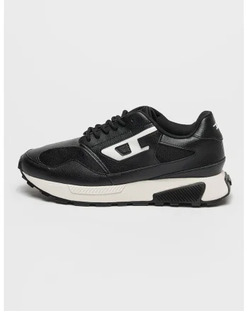 Pantofi sport cu insertii din plasa S-Tame, Negru/Alb murdar