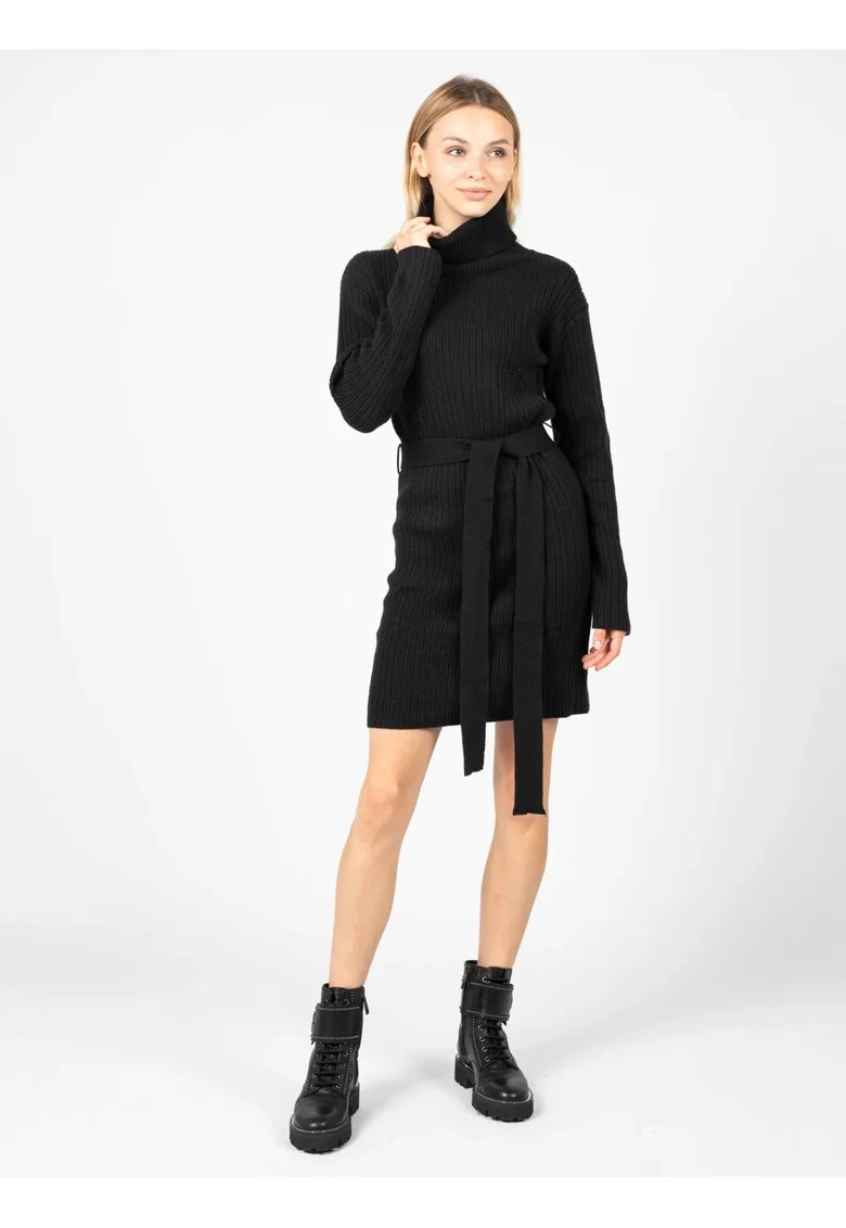 Rochie pulover cu cordon in talie,