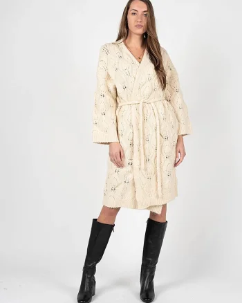 Cardigan kimono cu cordon,
