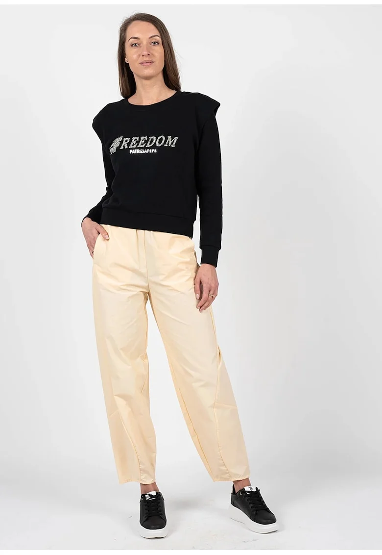 Pantaloni crop cu talie inalta,