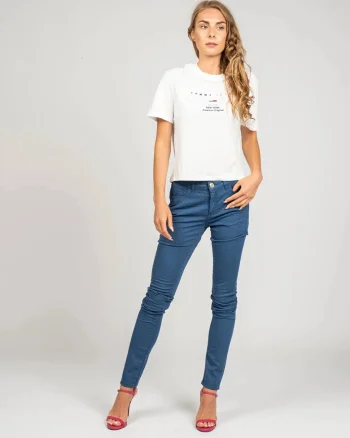 Blugi skinny cu model floral,
