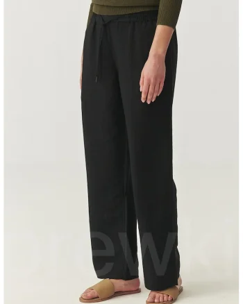 Pantaloni uni cu snur in talie, Negru