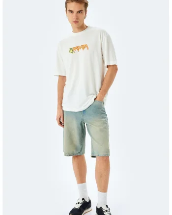 Tricou cu detaliu pe piept, Alb/Galben/Portocaliu