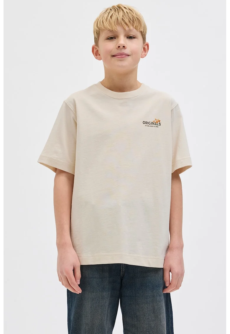 Tricou cu imprimeu si maneci cazute, Verde/Alb fildes/Galben