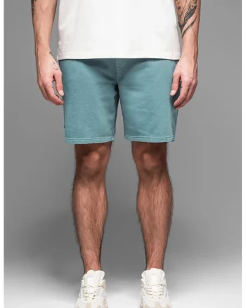 Pantaloni scurti din amestec de bumbac cu buzunare laterale, Turcoaz