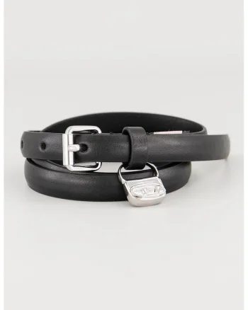 Curea de piele cu logo B-Charm, Negru