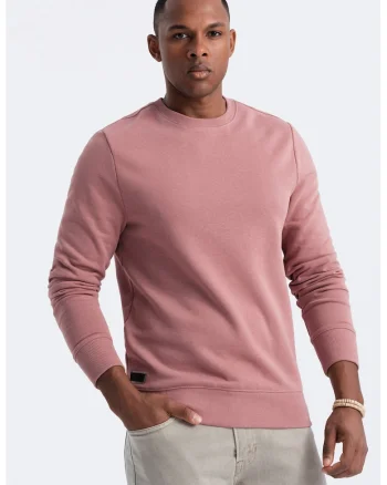 Bluza de trening din bumbac cu model uni, Roz prafuit