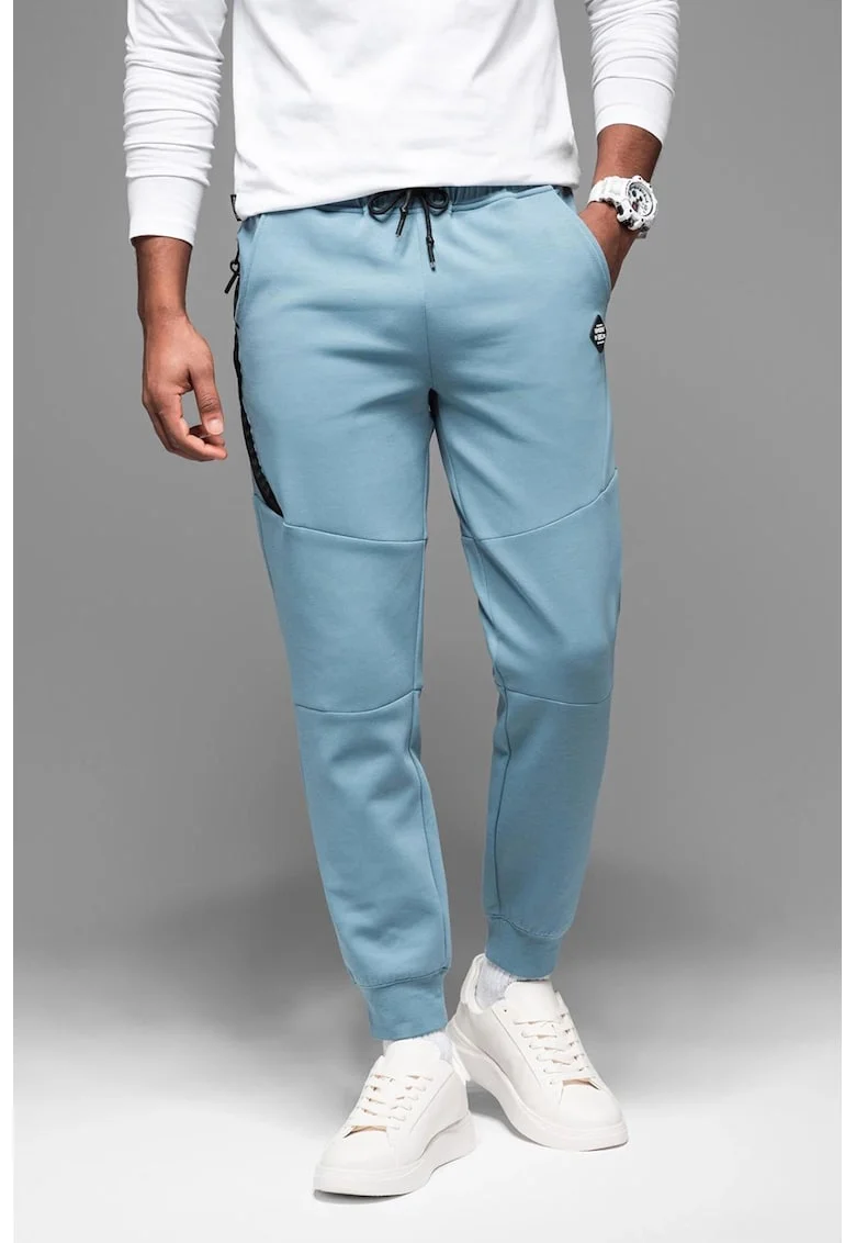 Pantaloni jogger cu buzunare oblice, Albastru deschis