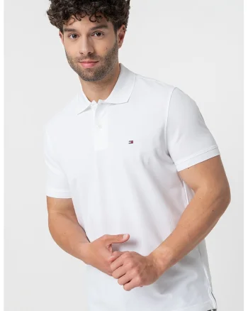 Tricou polo regular fit, Alb optic