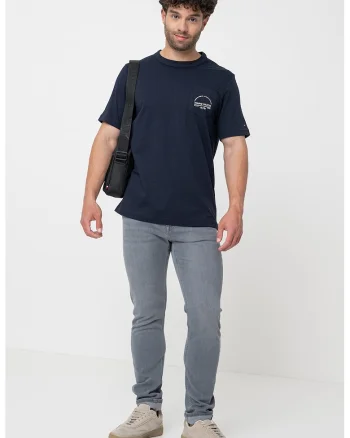 Tricou cu decolteu la baza gatului si buzunar pe piept, Albastru ultramarin