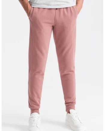Pantaloni de trening din bumbac cu buzunare laterale, Roz prafuit