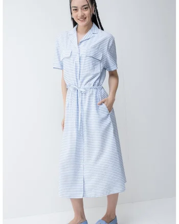 Rochie-camasa cu dungi, Alb/Albastru deschis