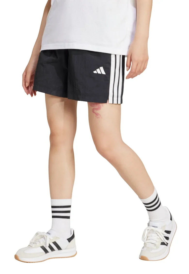 Pantaloni scurti cu talie ajustabila, Alb/Negru stins