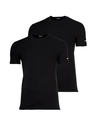 Set de tricouri cu decolteu la baza gatului - 2 piese, Negru