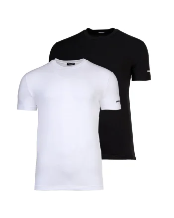 Set de tricouri cu decolteu la baza gatului - 2 piese, Alb/Negru
