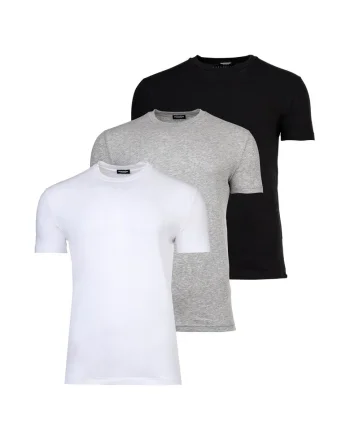 Set de tricouri cambrate - 3 piese, Alb/Negru/Gri