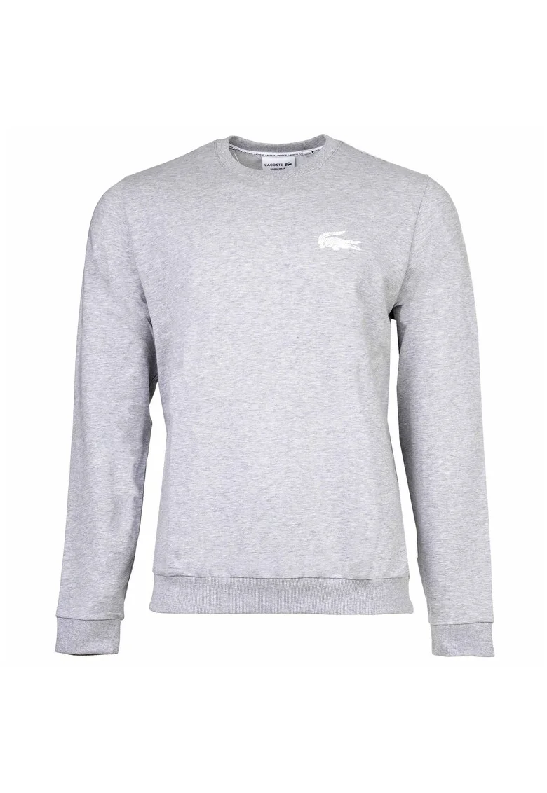 Bluza de trening cu decolteu la baza gatului si logo, Gri