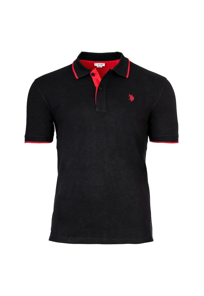 Tricou polo din amestec de bumbac, Negru