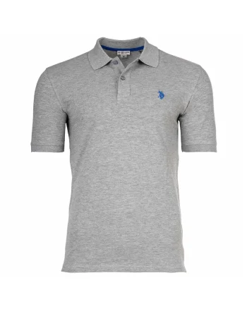 Tricou polo cu broderie logo, Gri