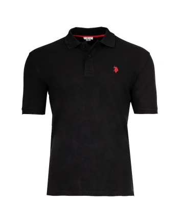 Tricou polo cu broderie logo, Negru