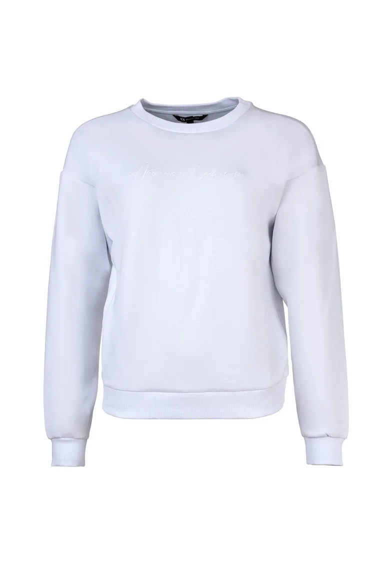 Bluza de trening cu decolteu la baza gatului si broderie logo, Alb