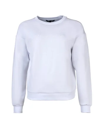 Bluza de trening cu decolteu la baza gatului si broderie logo, Alb