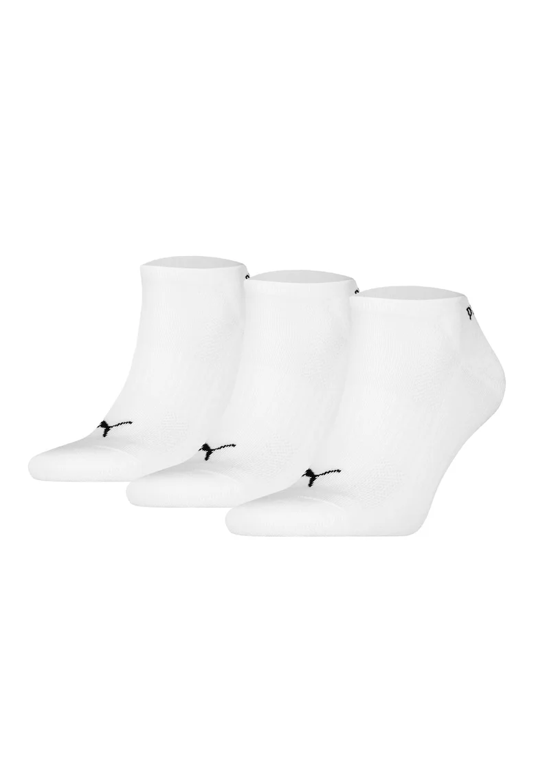 Set de sosete unisex pana la glezna cu detaliu logo - 3 perechi, Alb