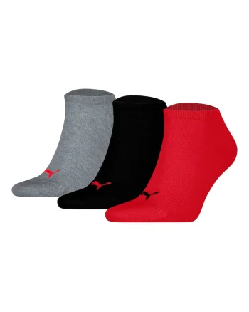 Set de sosete unisex pana la glezna cu imprimeu logo - 3 perechi, Rosu/Negru/Gri