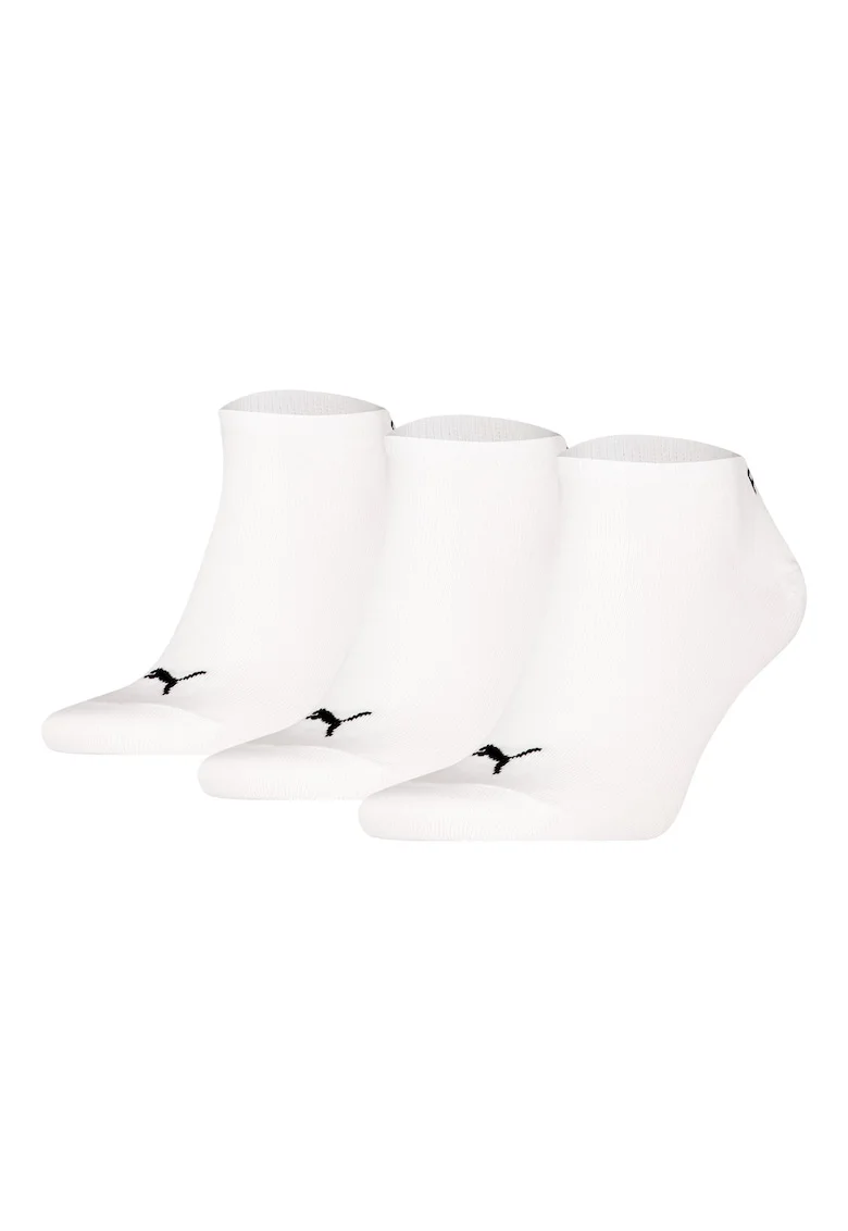 Set de sosete unisex pana la glezna cu imprimeu logo - 3 perechi, Alb/Negru