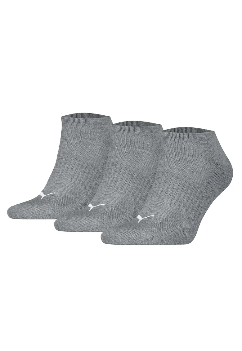 Set de sosete unisex pana la glezna cu detaliu logo - 3 perechi, Gri