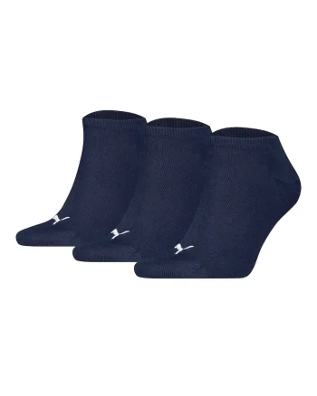 Set de sosete unisex pana la glezna cu imprimeu logo - 3 perechi, Alb/Bleumarin