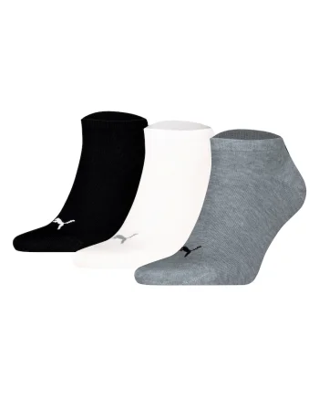 Set de sosete unisex pana la glezna cu imprimeu logo - 3 perechi, Alb/Negru/Gri